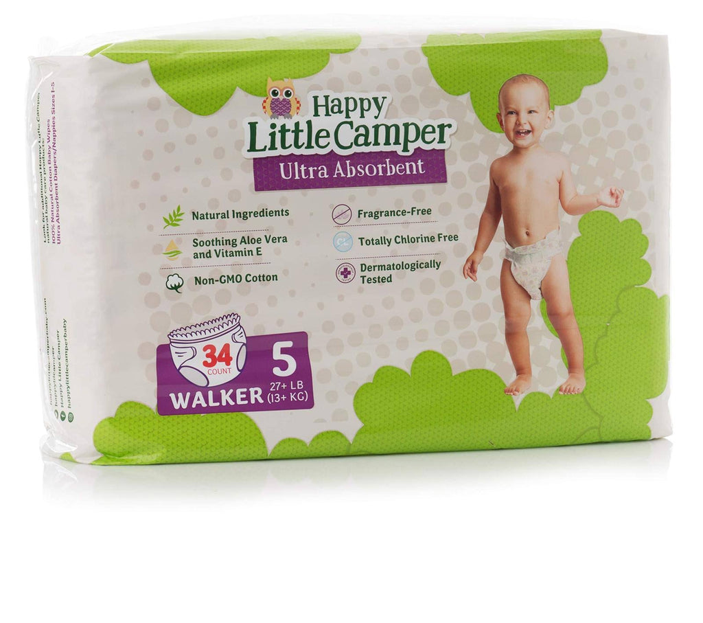 Happy Little Camper Ultra-Absorbent Hypoallergenic Natural Disposable Baby Diapers R32733