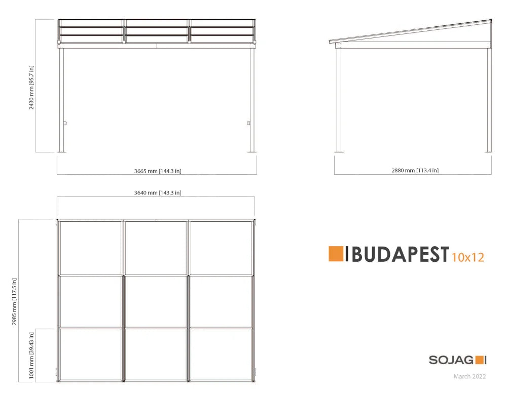 Wall-Mounted Gazebo 10 x 12 ft I1877