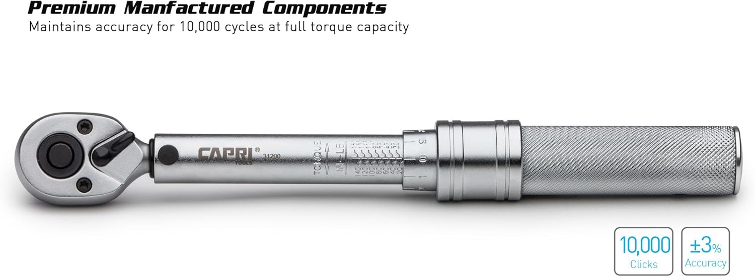 30-150 Inch Pound Industrial Torque Wrench, 1 4 Drive, Matte Chrome X783678