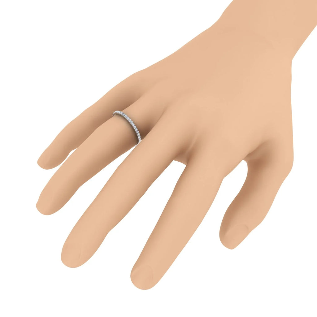14K White Gold Half Eternity Diamond Wedding Band Ring A606626