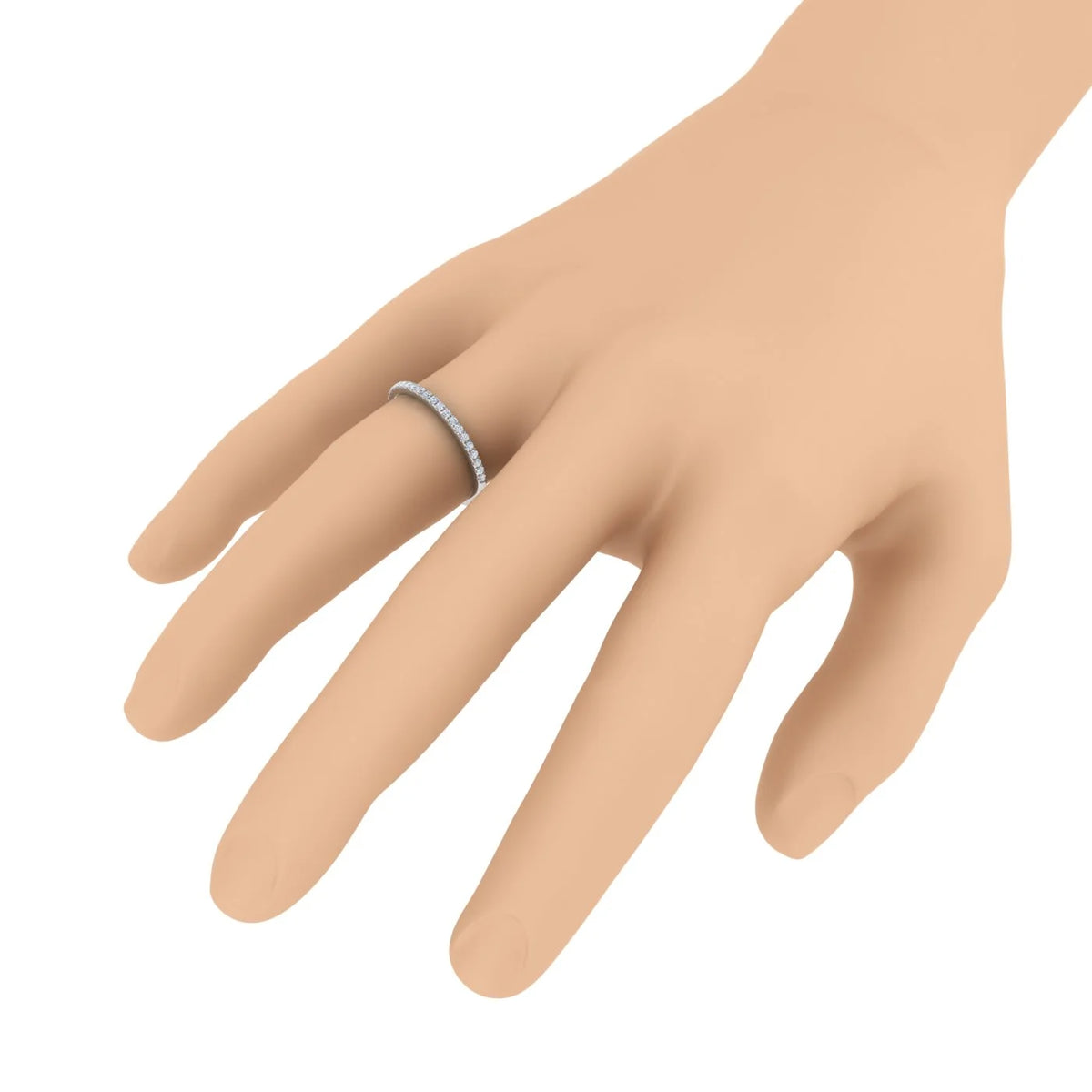 14K White Gold Half Eternity Diamond Wedding Band Ring A606626