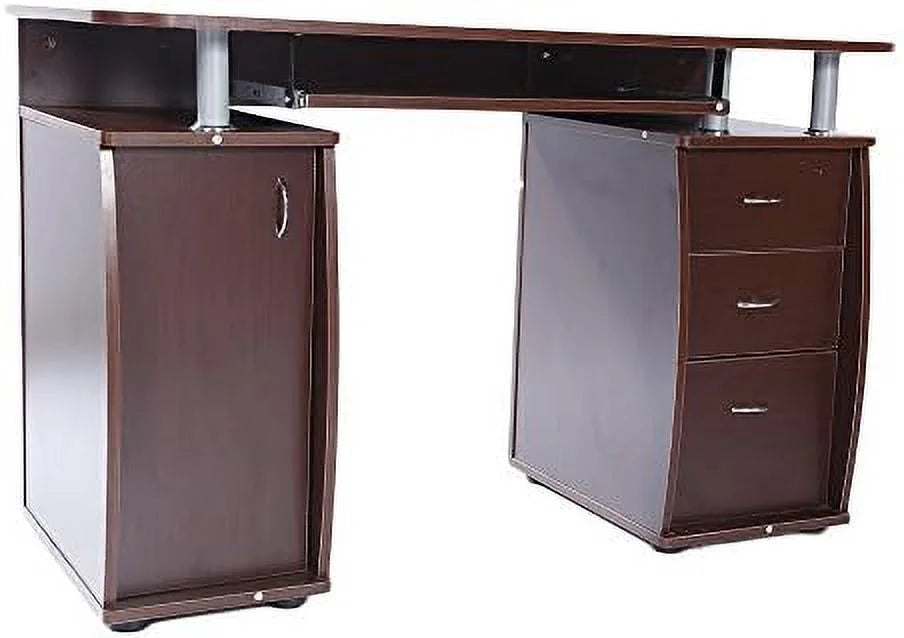 Wood Home Office Computer Desk with Sliding Keyboard Tray, 3 Drawers P65252