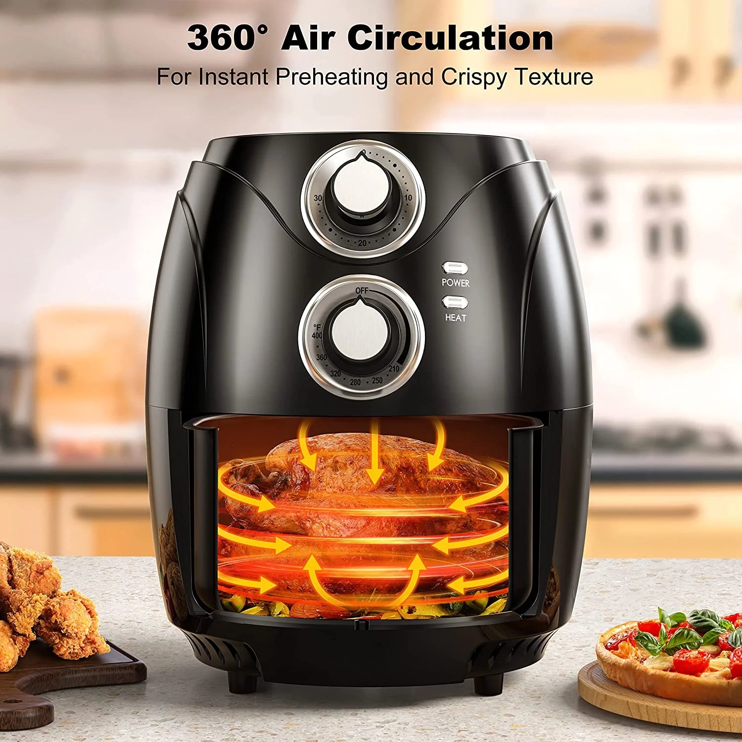 Compact Electric Air Fryer, Non-Stick Basket, 2.6 Quart, 1200W, Black J218