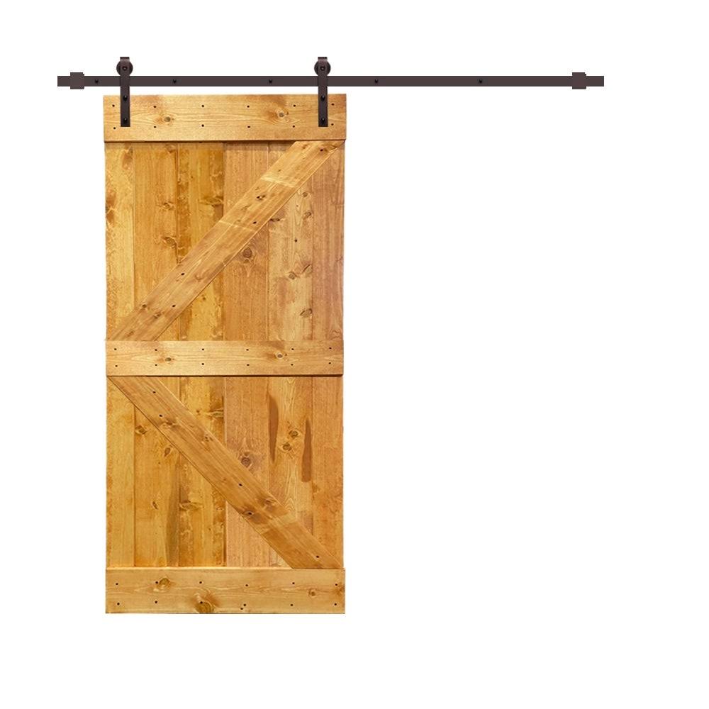 White Stained Wood Sliding Barn Door with Hardware Kit B27152