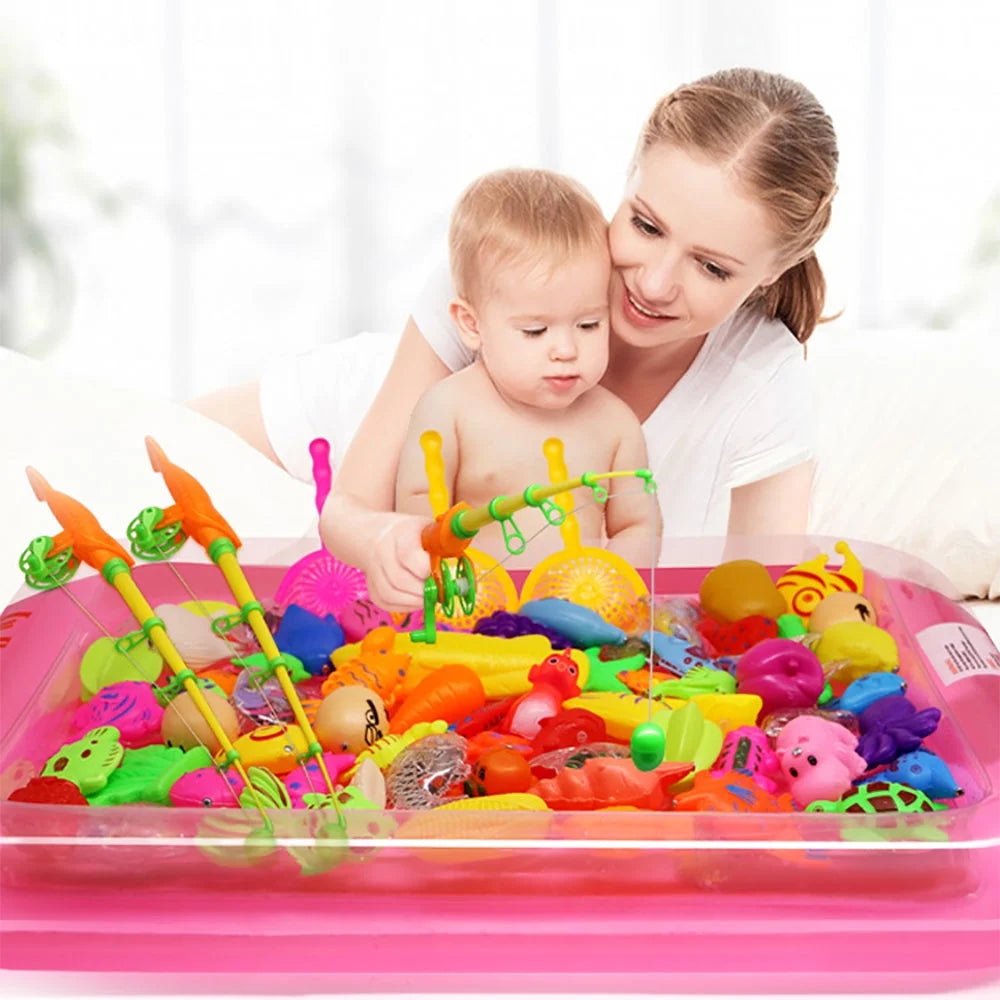 22 Pcs Magnetic Fishing Toys with Telescopic Fishing Rod Net V17266