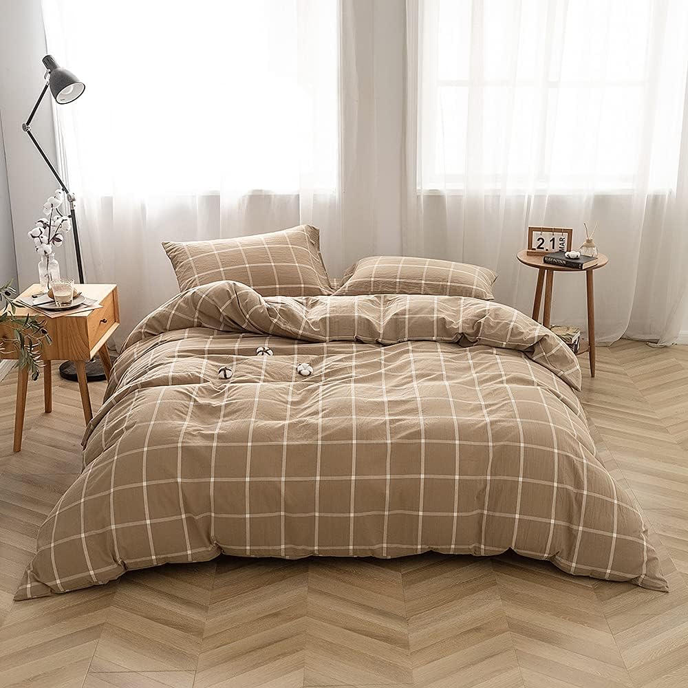 3-Piece Queen Washed Cotton Duvet Cover Set W566