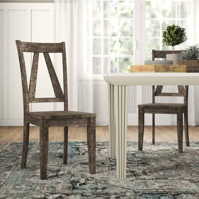 Solid Wood Slat Back Side Chair in Light Smokey Ash D6282