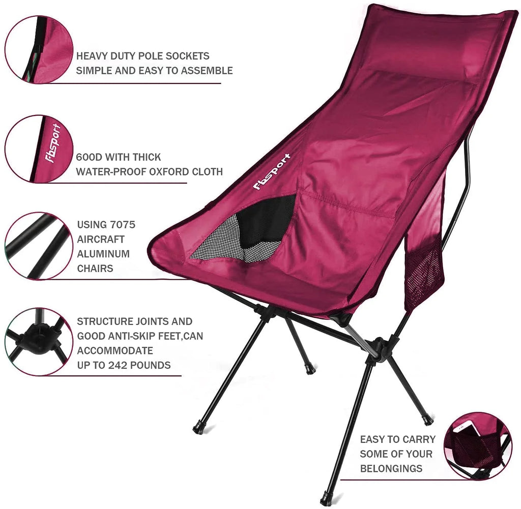 2 Pack Portable Camping Chairs with Carry Bag Q57336