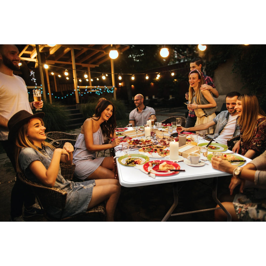 6' Folding Banquet Table & Folding Chairs (4 Pack) L3012