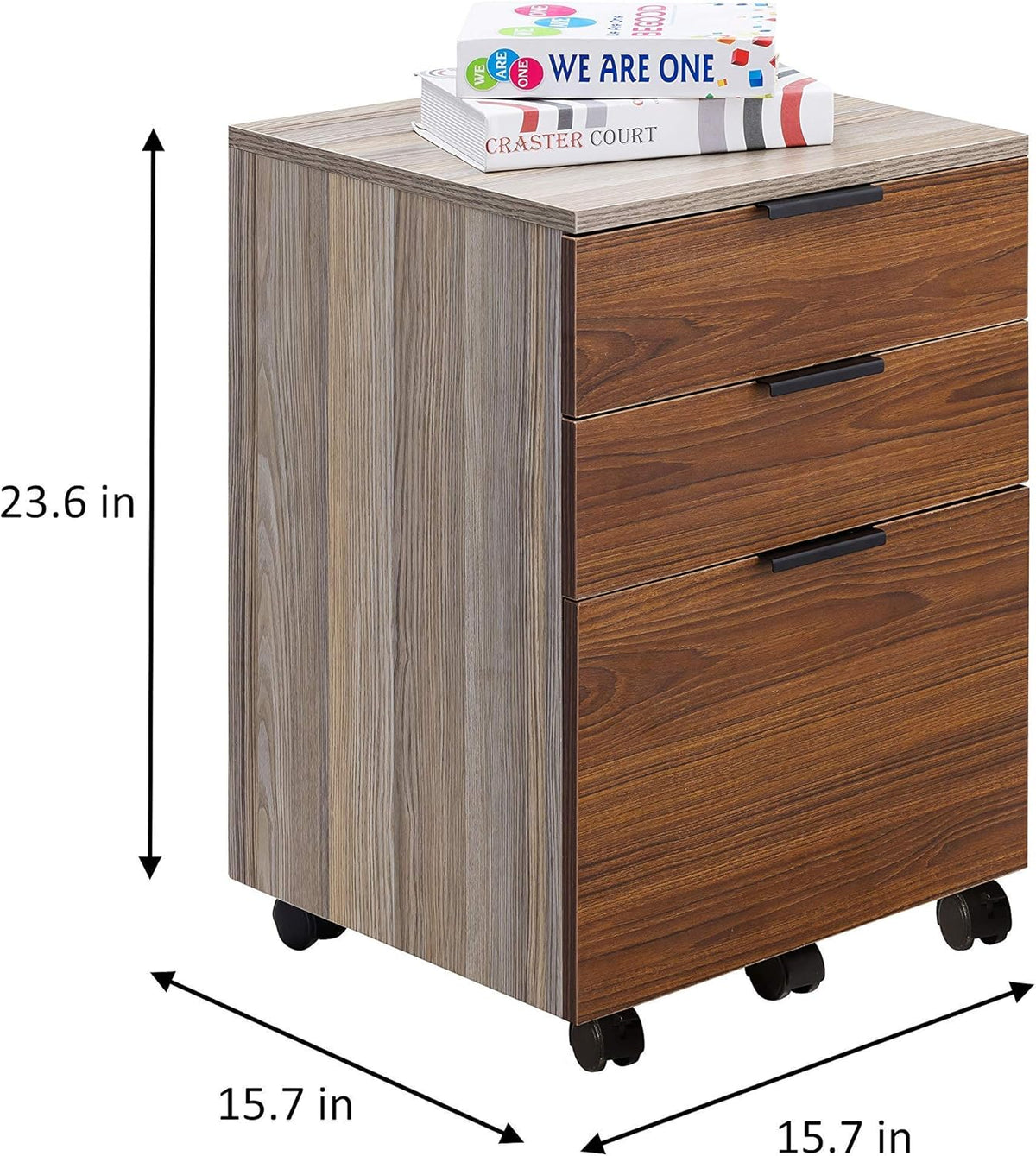 3 Drawer Rolling Wood File Cabinet with Locking Wheels Z160278
