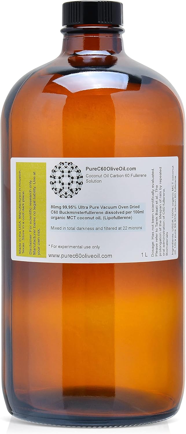 C60 Coconut Oil 1L / 33.8 Fl Oz 800mg Amber Glass Bottle S207347