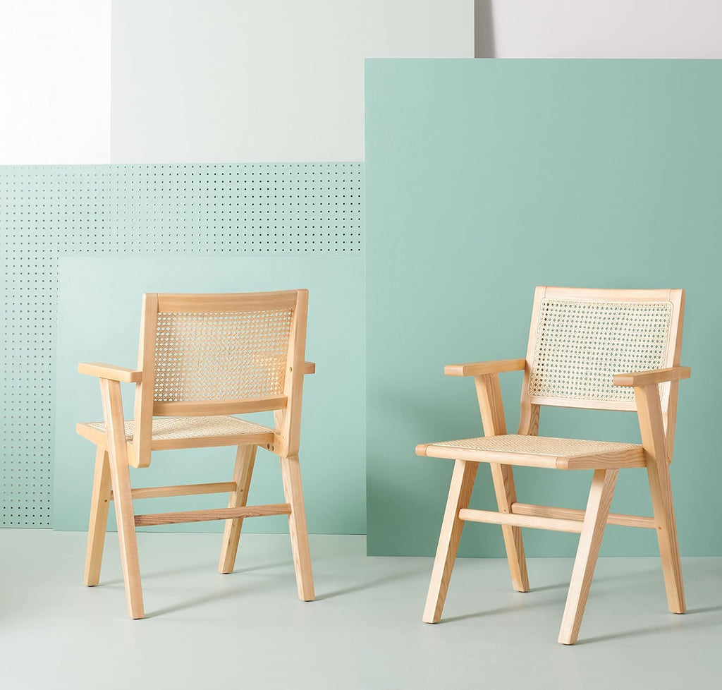 White/Natural French Cane Arm Chair (Set of 2) I6700