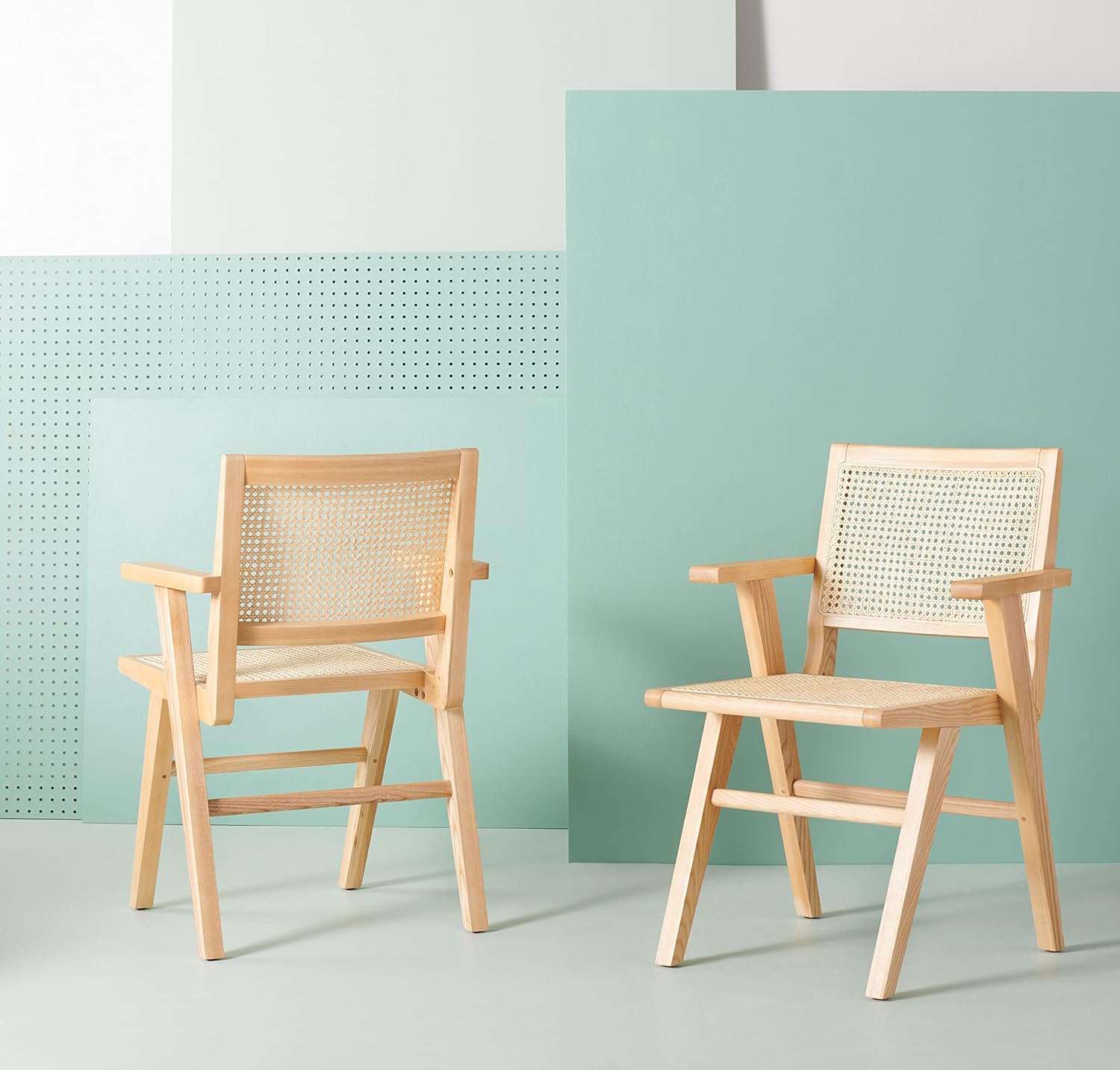White/Natural French Cane Arm Chair (Set of 2) I6700