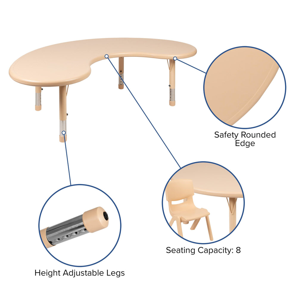 Half-Moon Plastic Adjustable Activity Table Set - 4 Chairs Green P80879