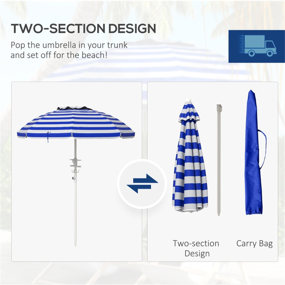 Striped Outdoor Beach Umbrella Parasol J264883