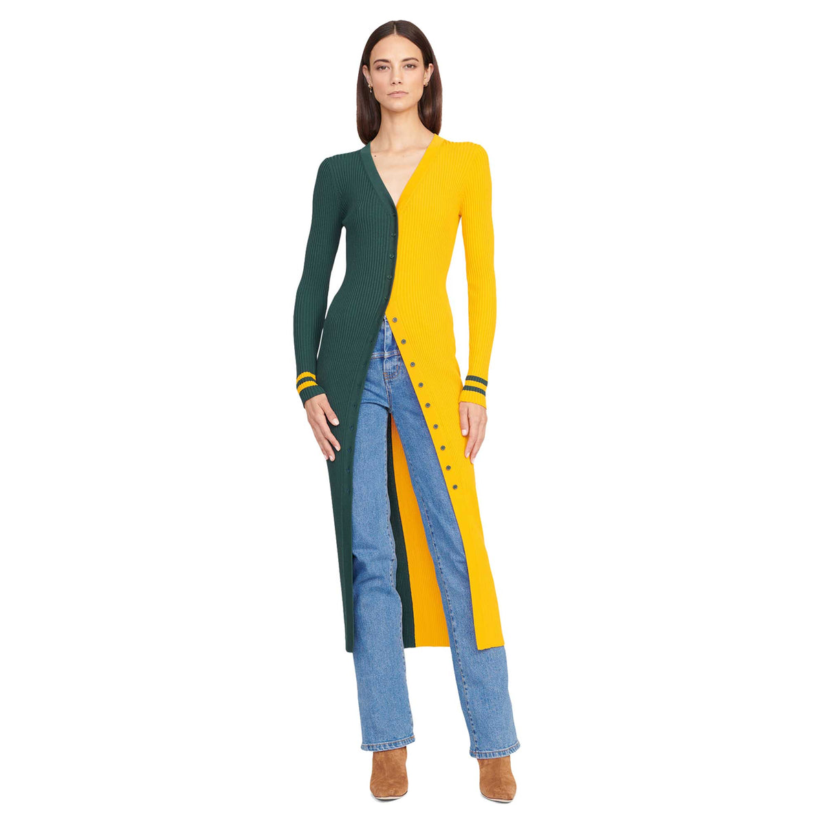 Green Bay Packers Knit Button-Up Sweater Dress M925060