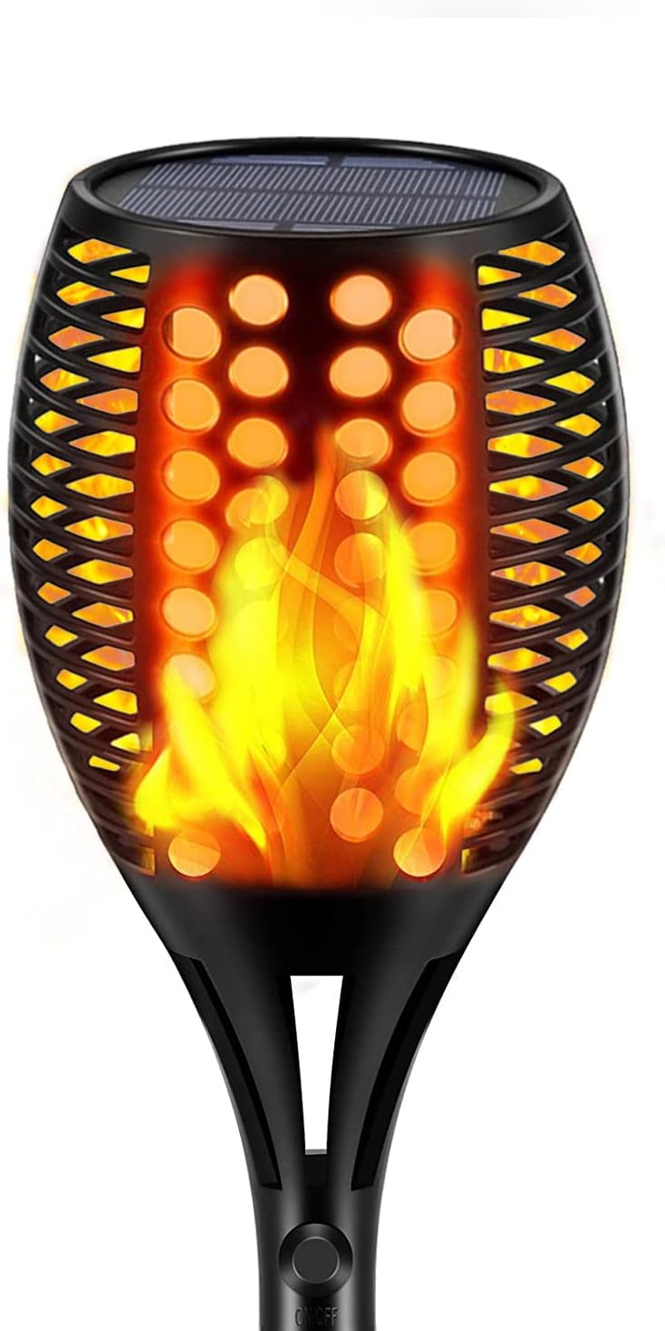 Upgraded Larger Solar Torch Lights, Waterproof Outdoor Dancing Flames Lights, Flickering Flames Garden Lights, Landscape Decoration Pathway Patio Lights 43 96 LED (4) L91928