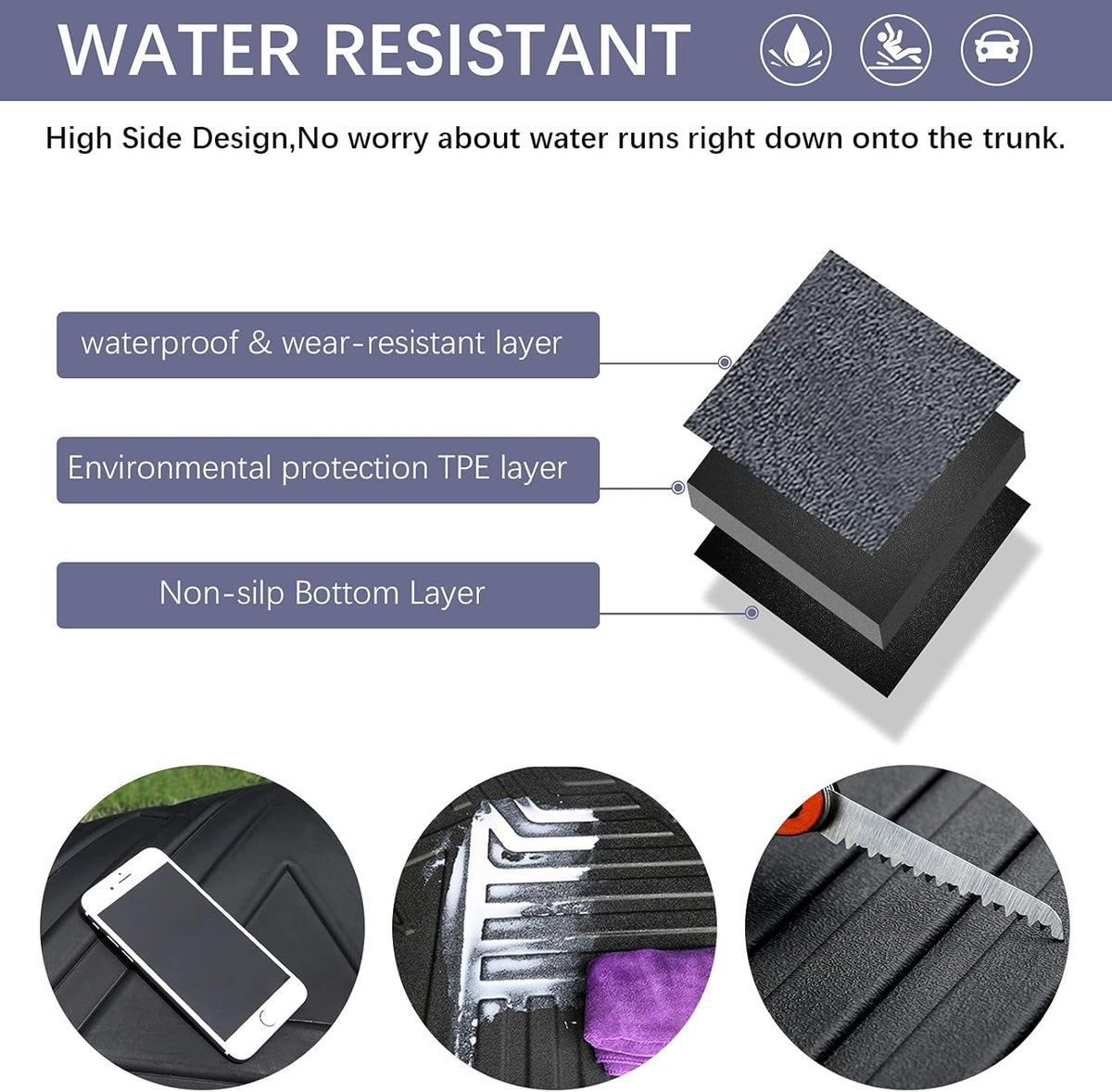 Black TPO Waterproof Rear Cargo Mat for 2021 2022 Nissan Rogue K38152