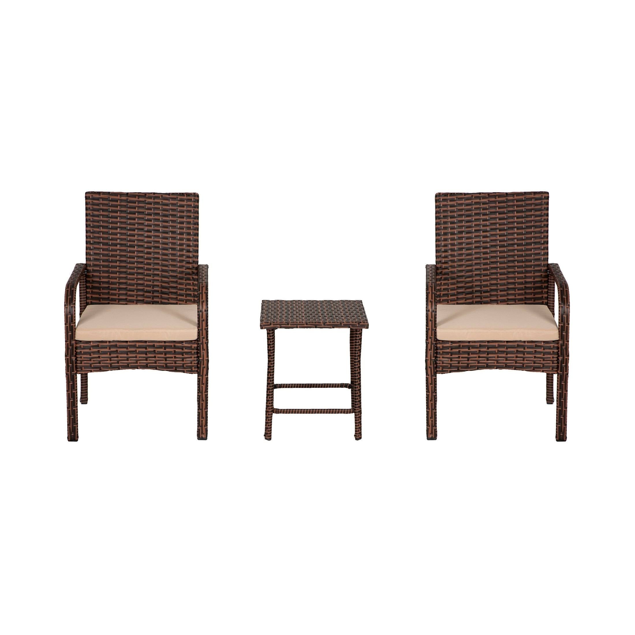 Beige 3-Piece Rattan Wicker Seating Set C187