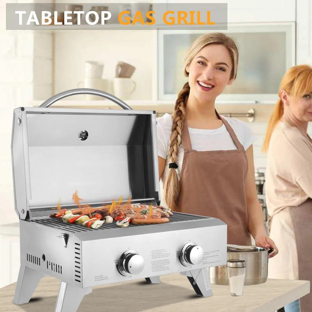 Stainless Steel Propane Grill with Foldable Leg E98986