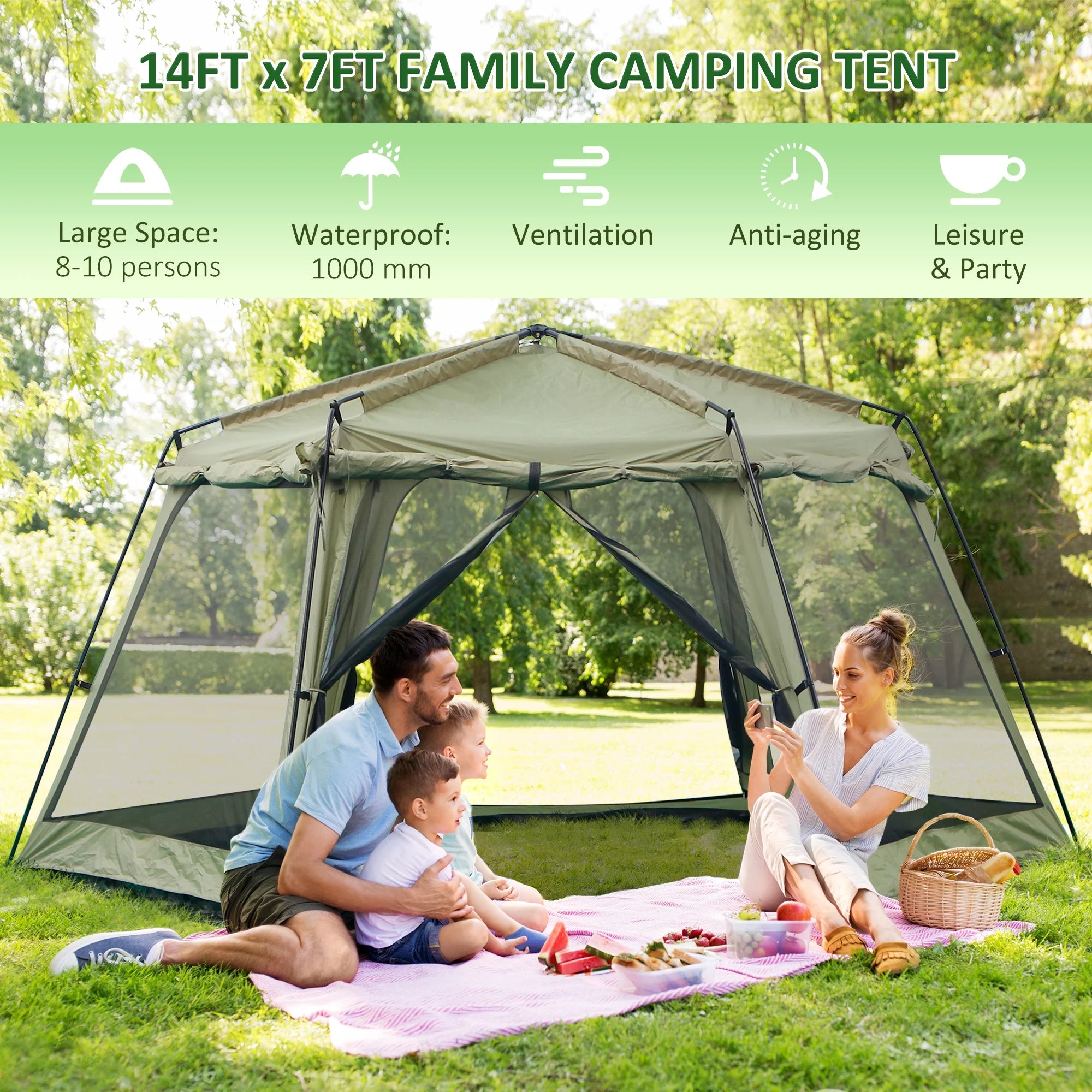 10 Person Large Family Camping Tent with 6 Windows I255