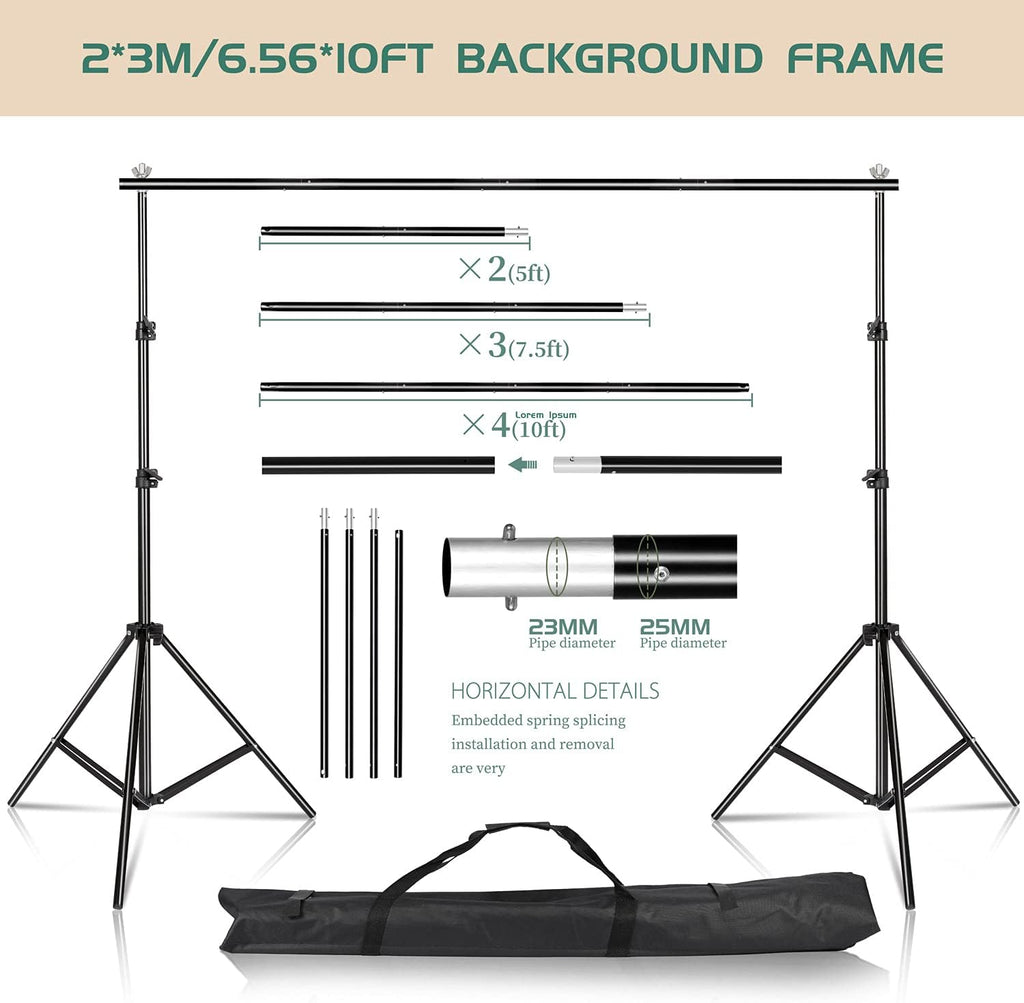 Photography Lighting Kit 7X 10FT Background Support System Softbox Continuous Lighting Kit E2503