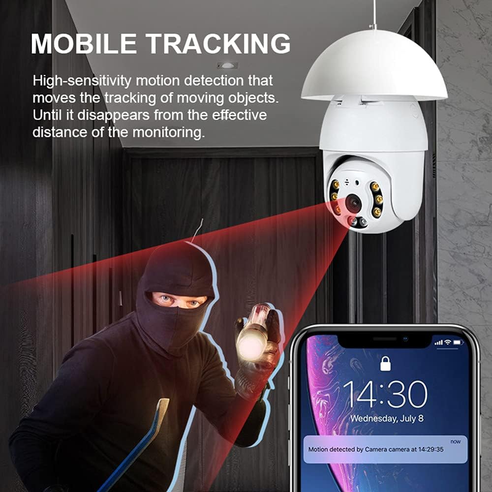 2K 3.0MP Wireless PTZ Security Camera with E27 Light Bulb Connector, Pack of 2 C415