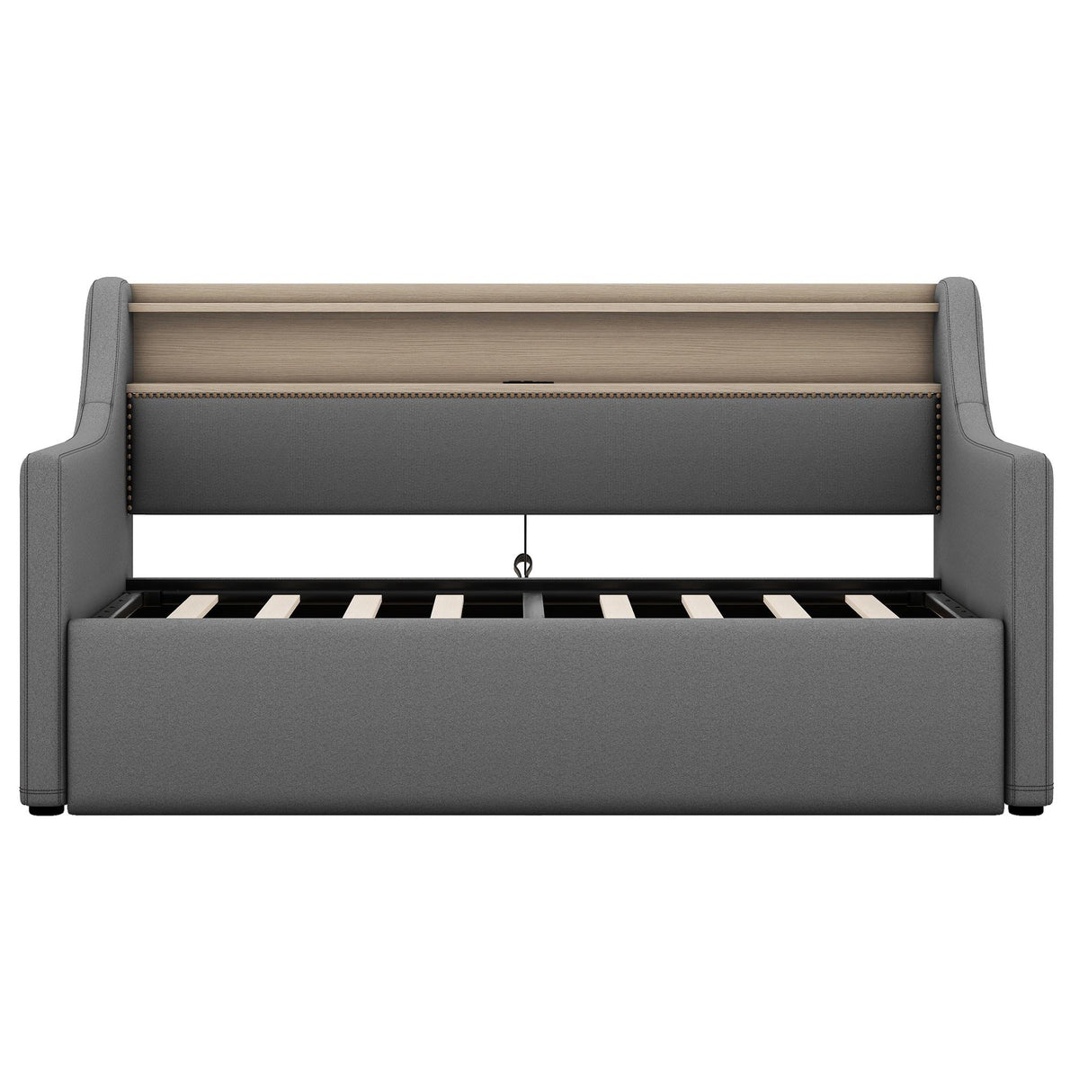 Twin Size Upholstered Sofa Bed Frame with Hydraulic Storage and LED Lights P387842
