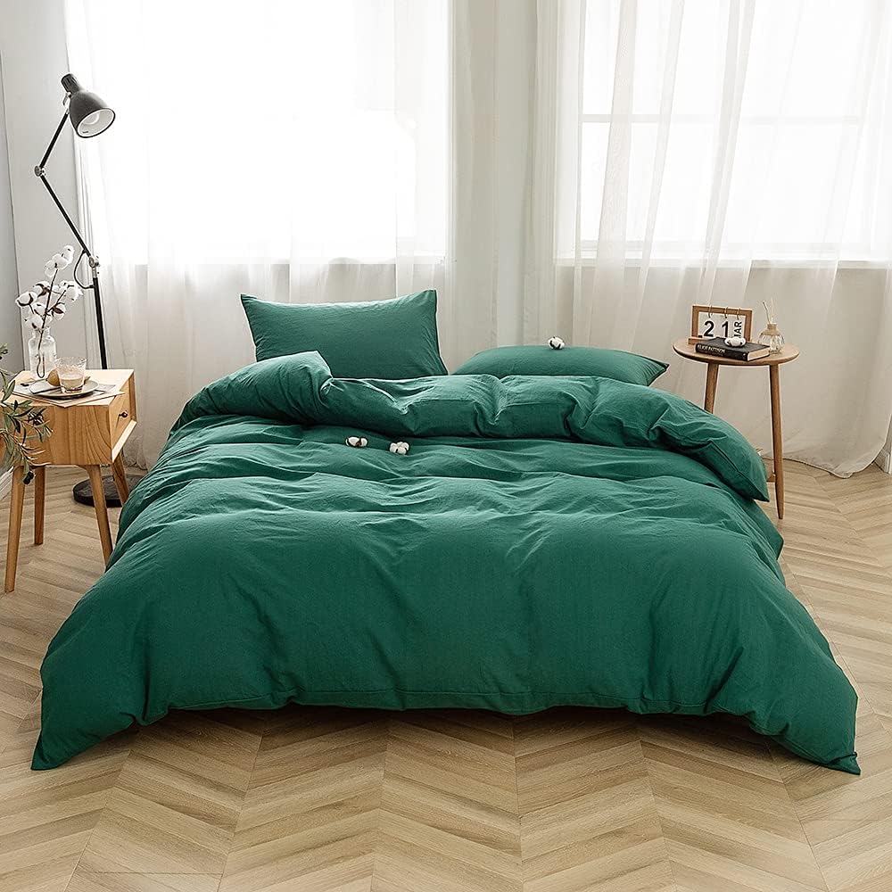 3-Piece Queen Washed Cotton Duvet Cover Set W566