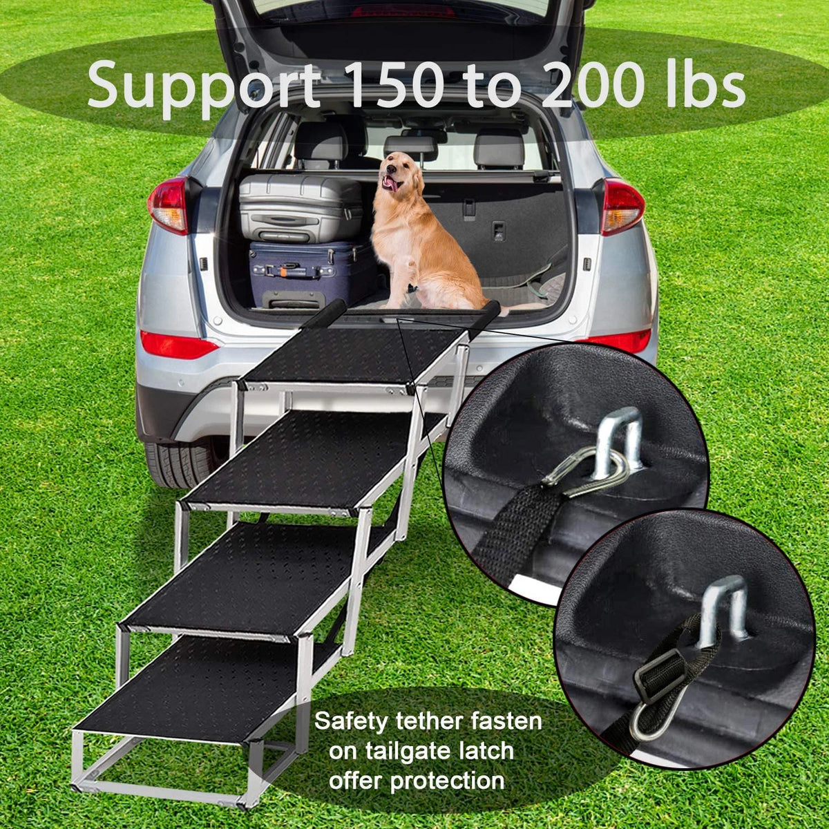 Foldable Aluminum Dog Stairs 4 Steps with Nonslip Surface X877