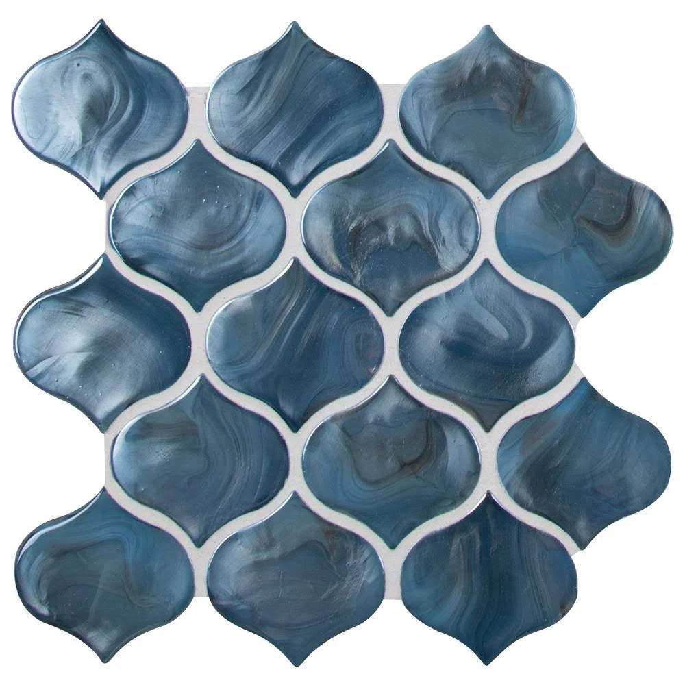 Blue Shimmer Glass Mesh-Mounted Mosaic Tile T260487