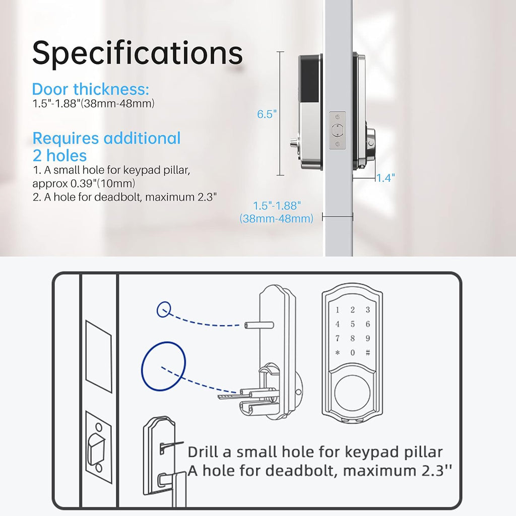 Smart Deadbolt Door Lock with Touchscreen Keypad and Physical Keys V927