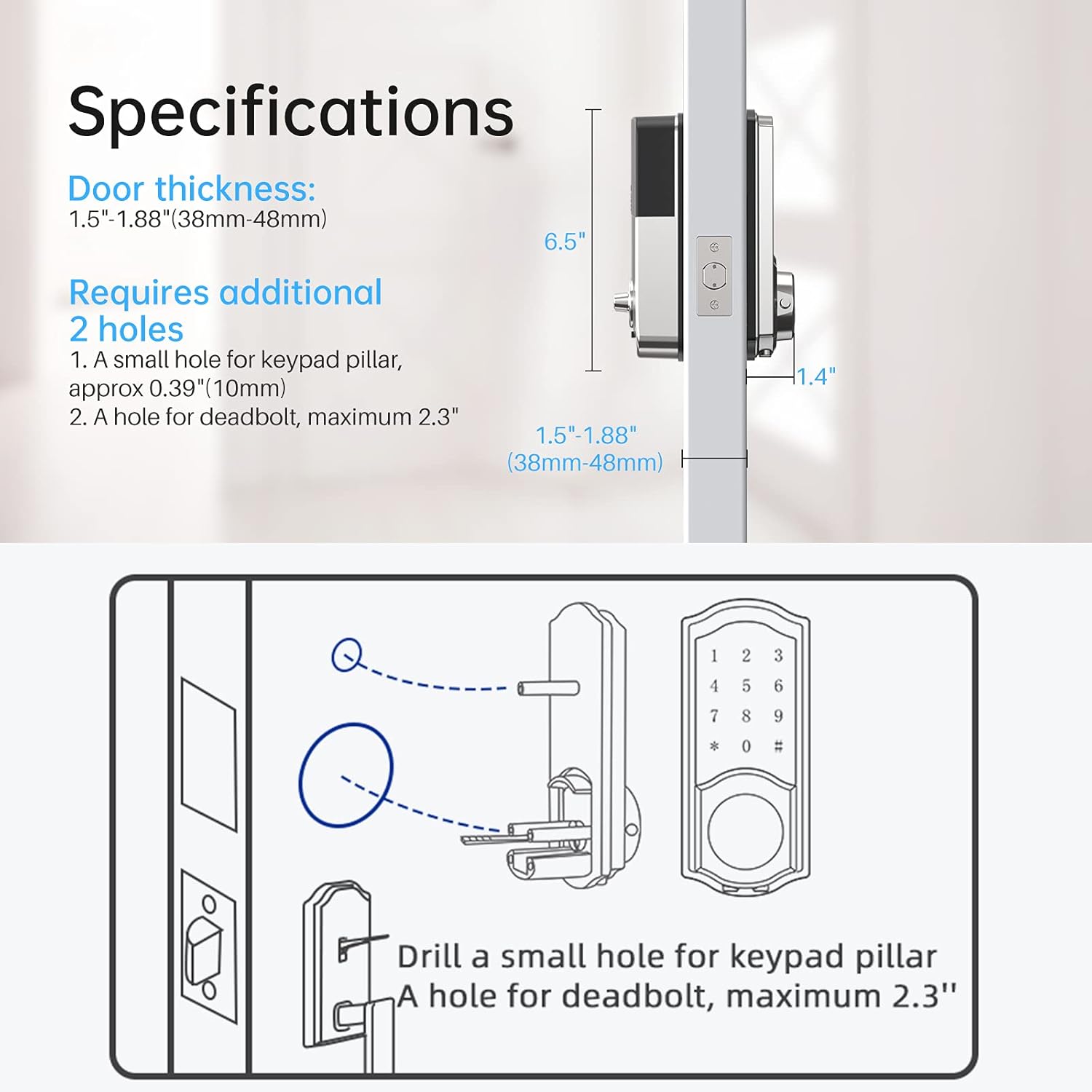 Smart Deadbolt Door Lock with Touchscreen Keypad and Physical Keys V927