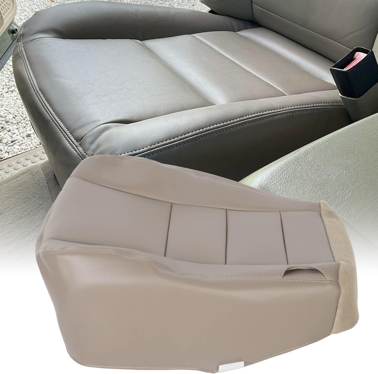 Tan Leather Bottom Seat Cover Pack of 2 I1253