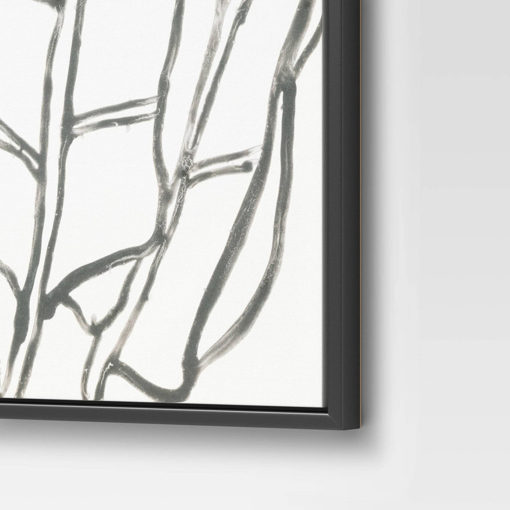 Botanical Sketch Framed Wall Canvas White/Black I586971