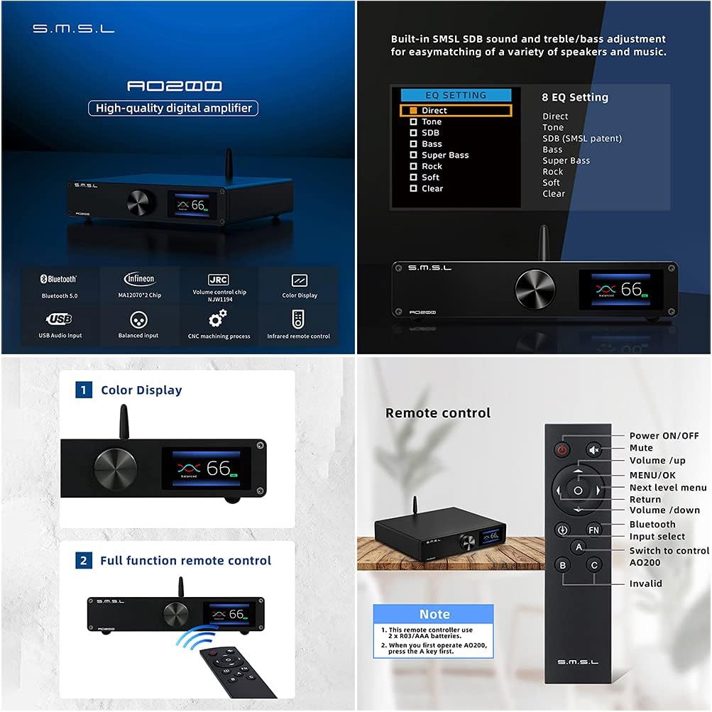 150W×150W 2 Channel HiFi Desktop Amplifier with Remote Control G2554