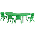 Half-Moon Plastic Adjustable Activity Table Set - 4 Chairs Green P80879