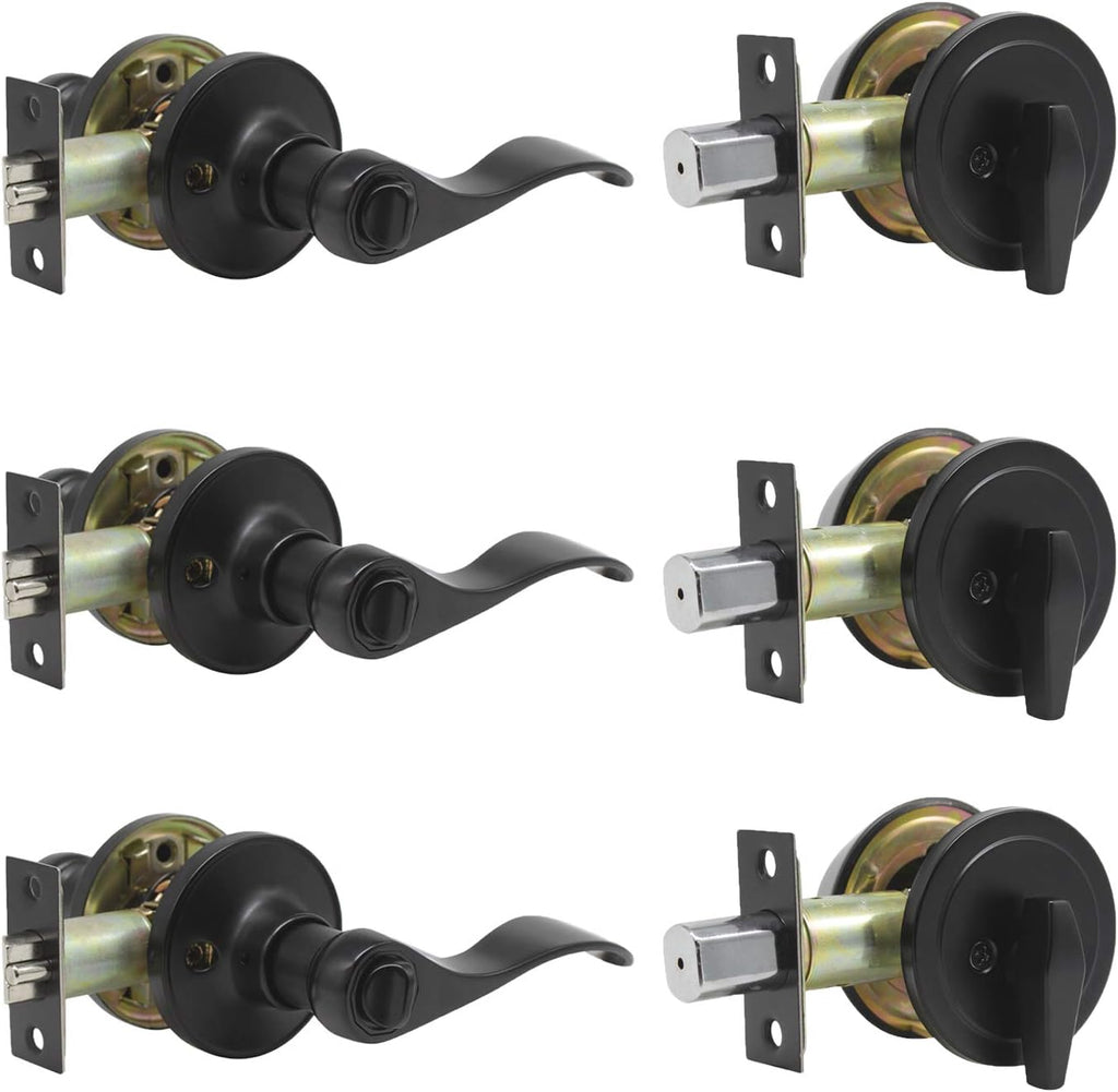 Satin Nickel Exterior Entry Lever and Single Cylinder Deadbolt Combo Pack D97058