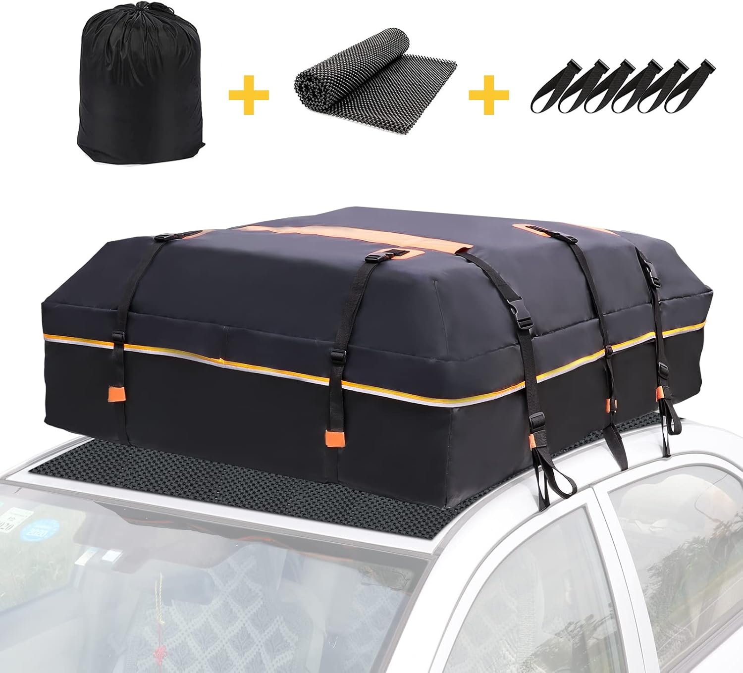 Car Rooftop Carrier Soft Cargo Box 20 Cubic Feet Waterproof Roof Bag with Reflective Strip W270