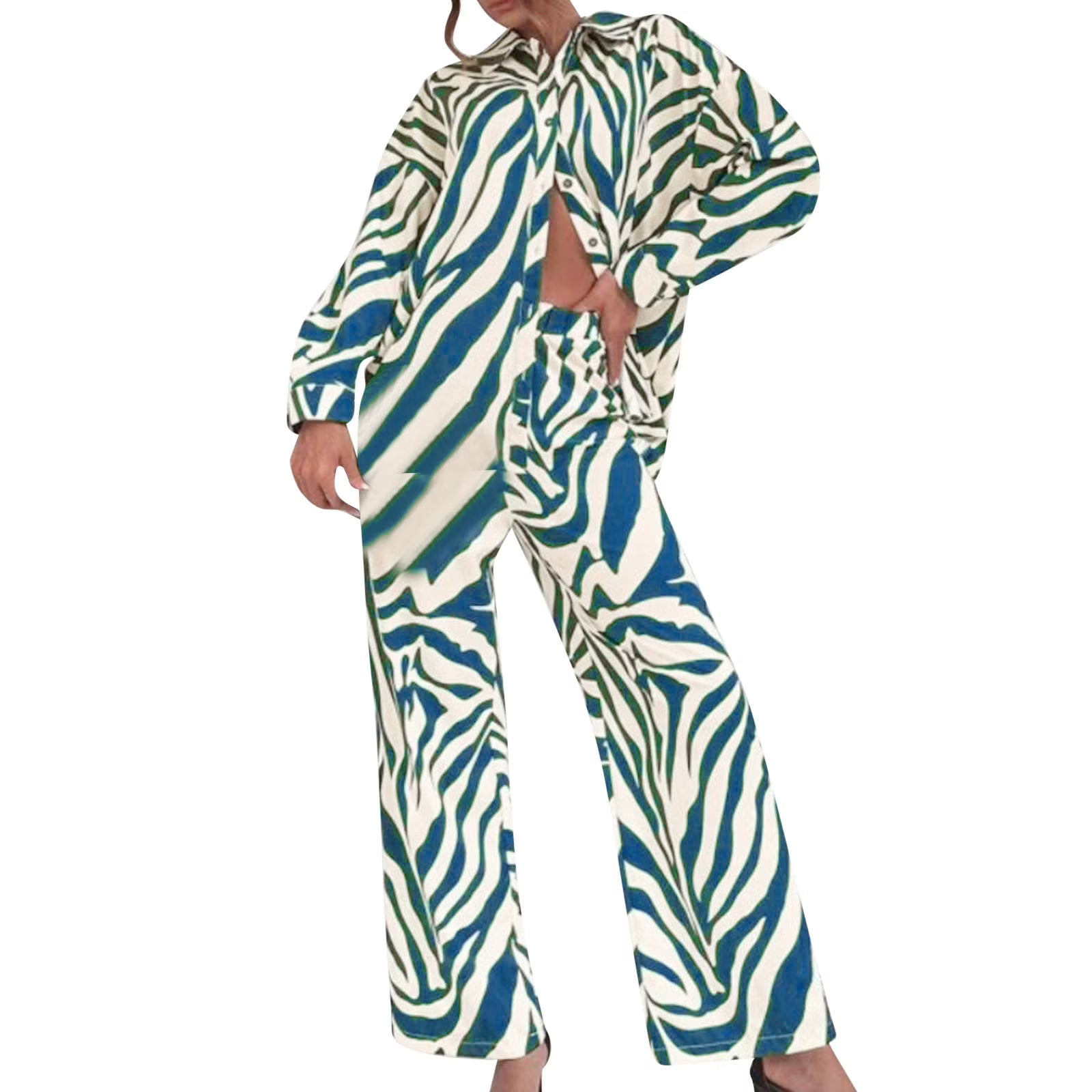 Womens Tracksuit Sweatsuit Set Long Sleeved Print Trouser Suit D808516