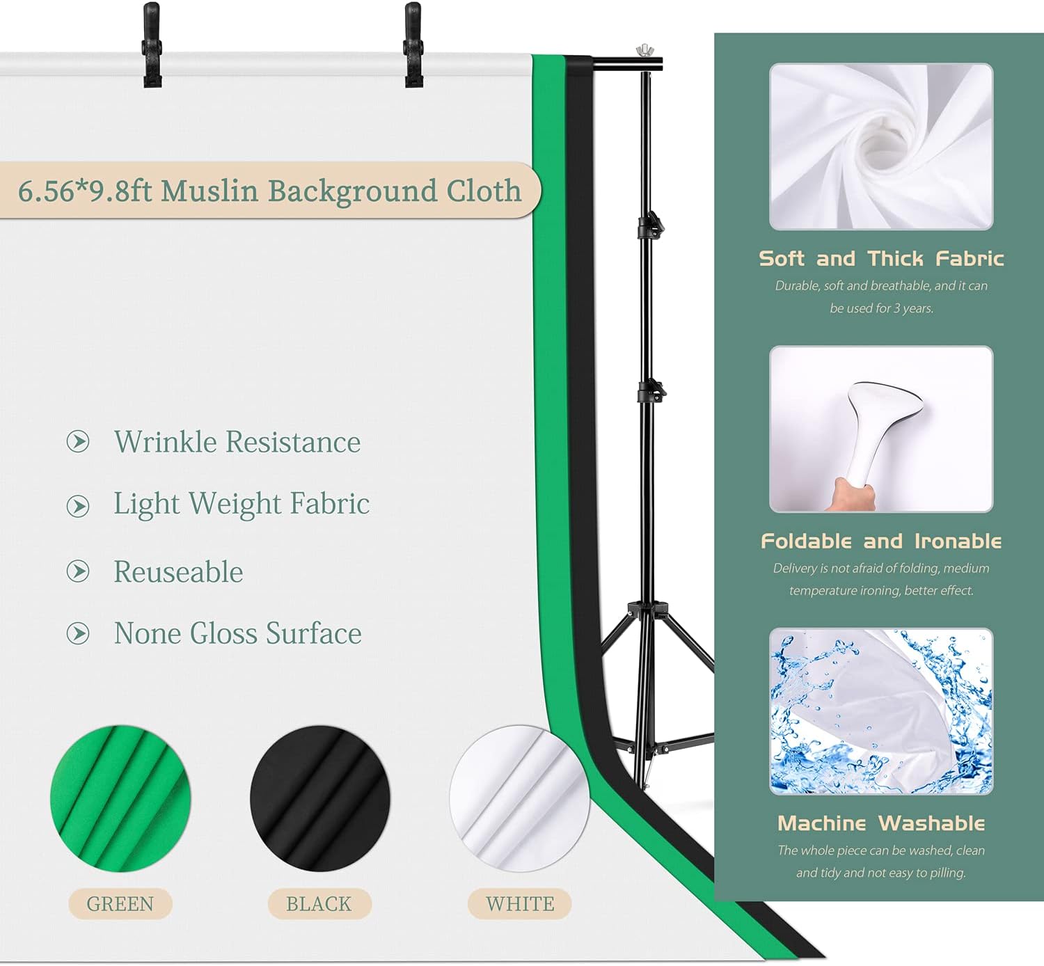 Photography Lighting Kit 7X 10FT Background Support System Softbox Continuous Lighting Kit E2503