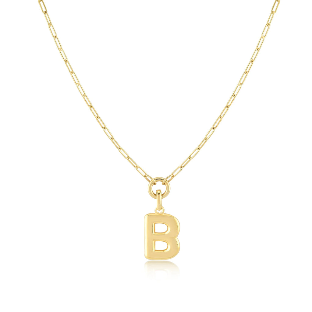 Gold-Filled Initial Necklace with A-Z Pendant Paperclip Chain H27224