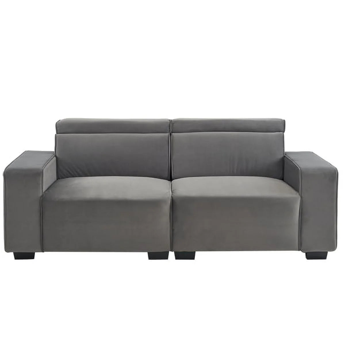 Dark Gray Velvet Two-Seater Sofa with Side Pockets R9317