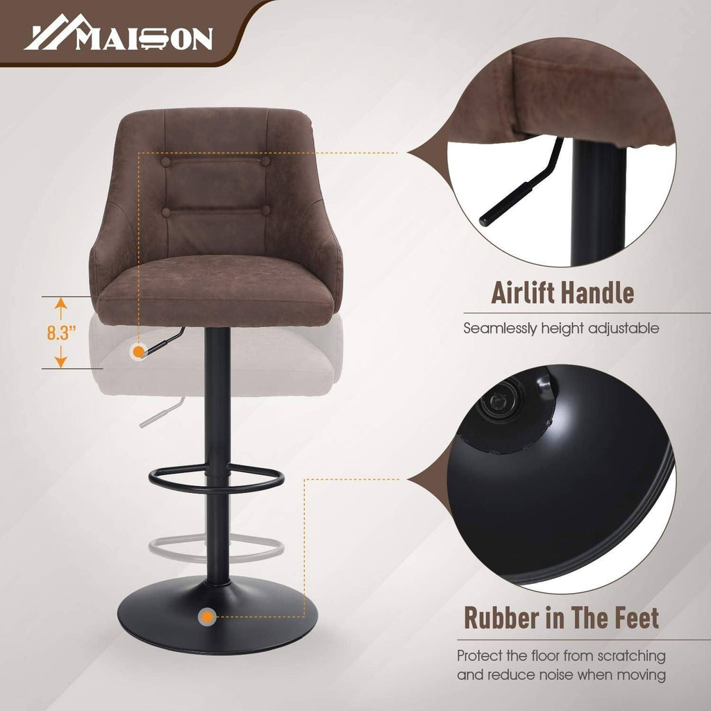 Brown Faux Leather Swivel Bar Stool Y5085