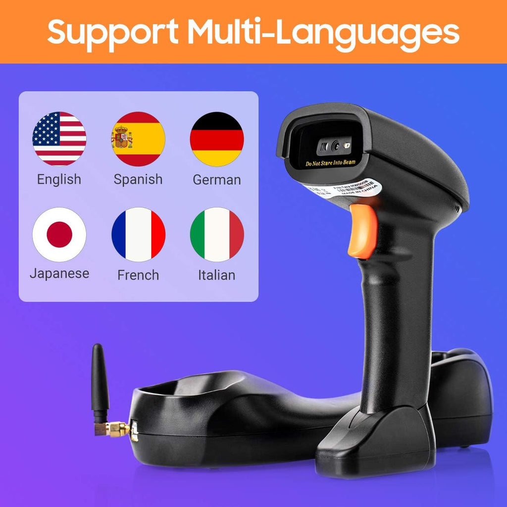 Wireless 1D 2D QR Barcode Scanner with Cradle, Pack of 2 B671