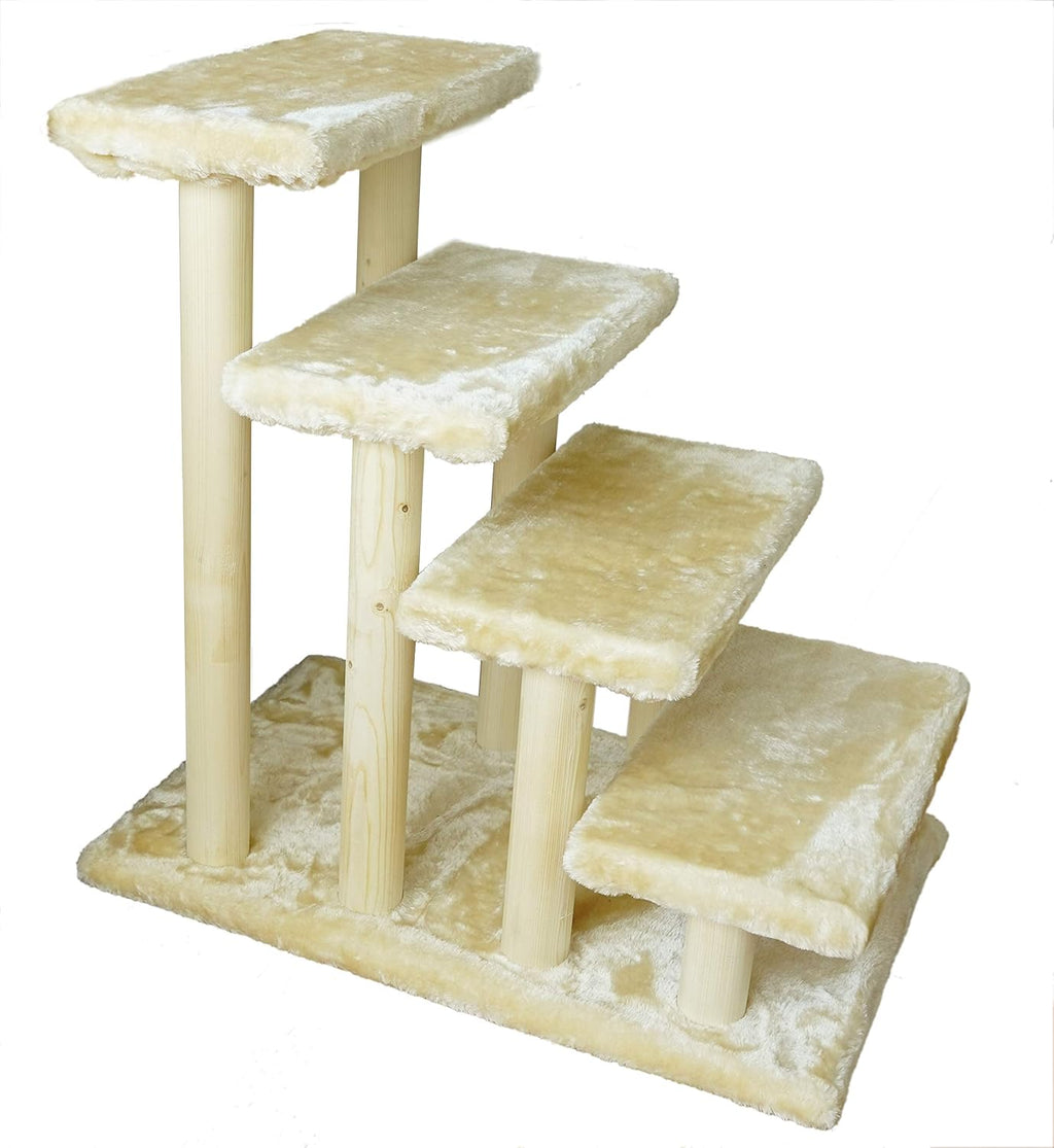 4-Step Wooden Pet Stairs with Detachable Carpet Y55692