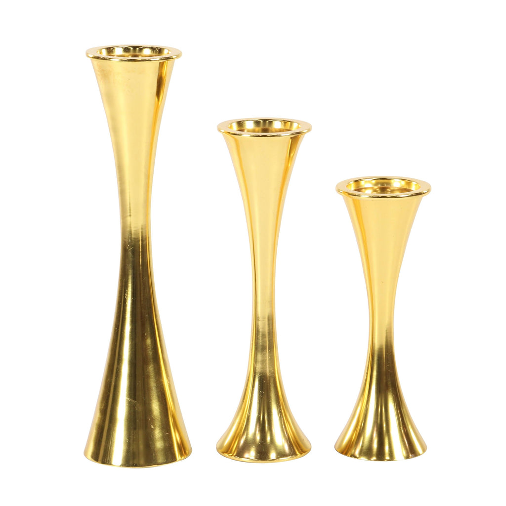 Silver Tapered Aluminum Candle Holders Set of 3 P500
