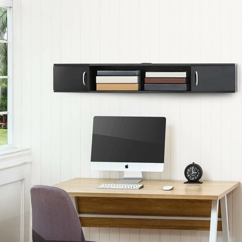Wall Mounted TV Media Console Storage Hutch - 43.3 - Black O911