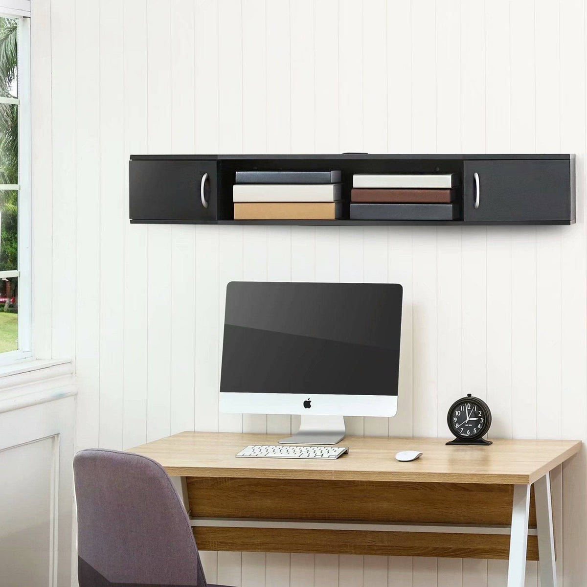 Wall Mounted TV Media Console Storage Hutch - 43.3 - Black O911