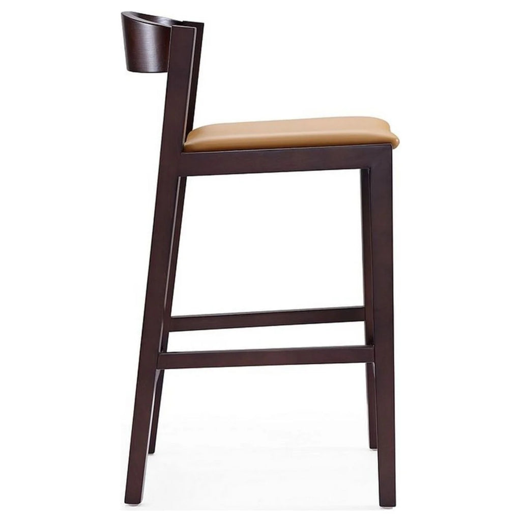 Camel and Dark Walnut Beech Wood Counter Height Bar Stool (Set of 2) W98227
